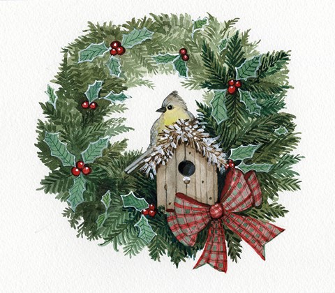 Framed Holiday Wreath III Print