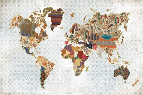 Framed Pattern World Map Geo Background Print