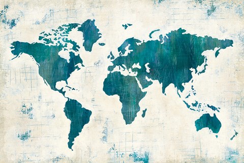 Framed Discover the World Blue Print