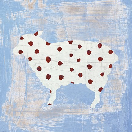 Framed Modern Americana Farm II on Blue Print