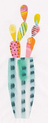 Framed Collage Cactus I Print
