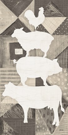 Framed Modern Americana Animal Stack Neutral Print