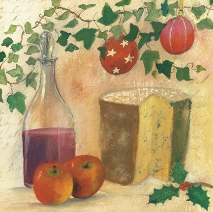 Framed Holiday Wine and Cheese Print