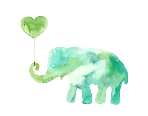 Framed Green Elephant Print