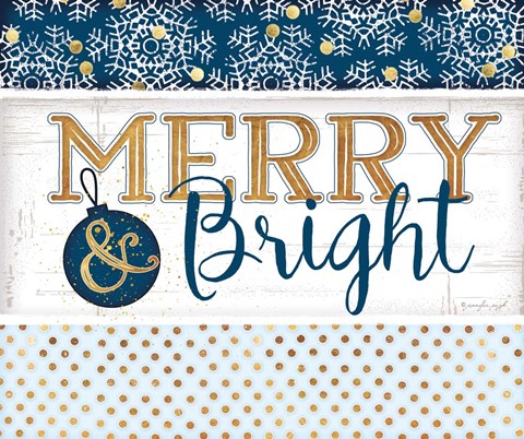 Framed Merry &amp; Bright Blue Print