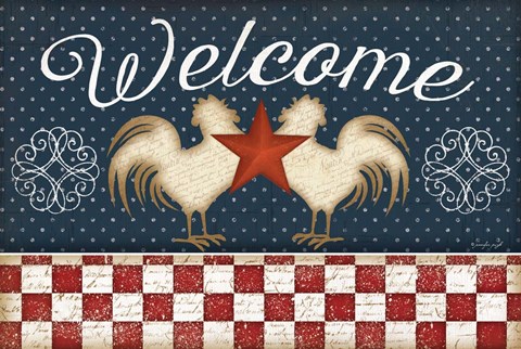 Framed Red White and Blue Rooster II Print