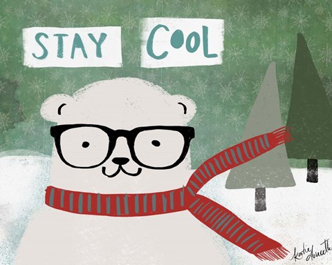 Framed Hipster Bear Stay Cool Print