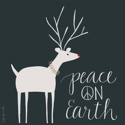 Framed Peace on Earth Reindeer Print