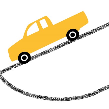 Framed Yellow Truck on Road Print