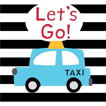 Let's Go - Bright Blue Taxi Fine Art Print by Linda Woods at  FulcrumGallery.com