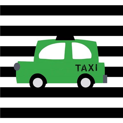 Framed Bright Green Taxi Print