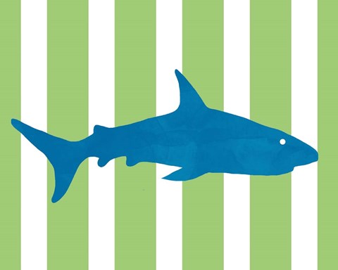 Framed Blue and Green Shark Print