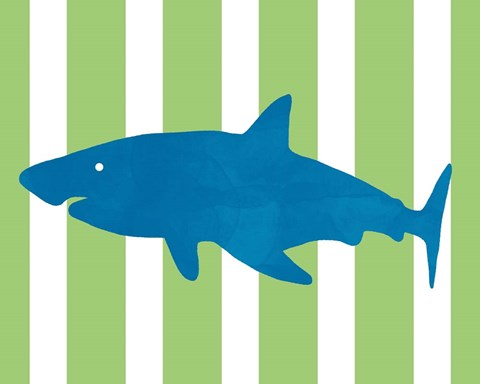 Framed Blue and Green Shark II Print