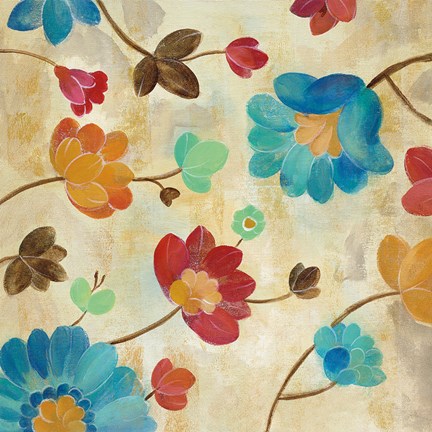 Framed Coral and Teal Garden II Print