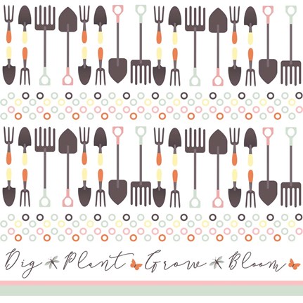 Framed Garden Goddess Tool Pattern Print