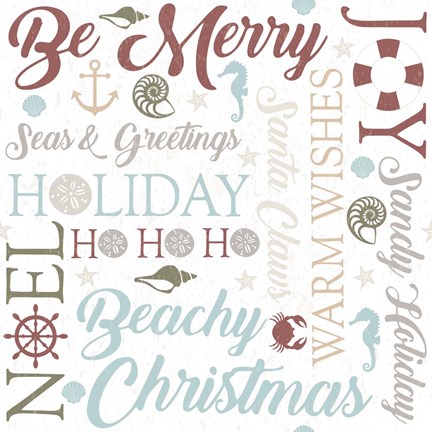 Framed Coastal Christmas Typography Print