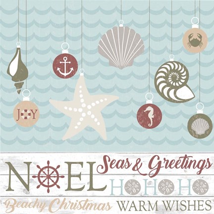 Framed Coastal Christmas Shells Print