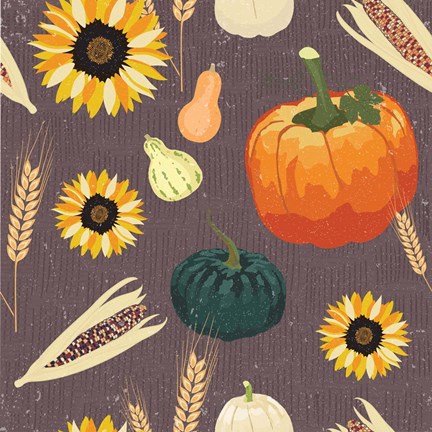 Framed Autumn Harvest Pattern Print