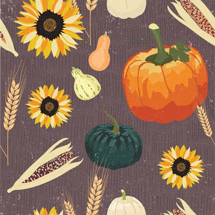Framed Autumn Harvest Pattern Print