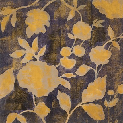 Framed Indigo and Gold Silhouettes II Print