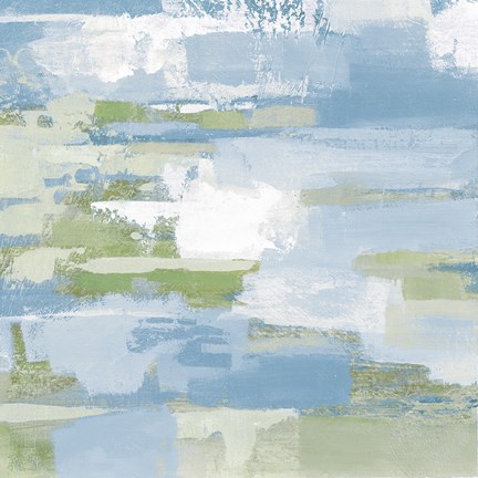 Framed Urban Walkway III Blue and Green Print