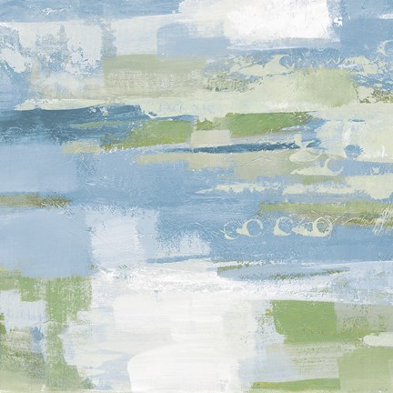 Framed Urban Walkway II Blue and Green Print