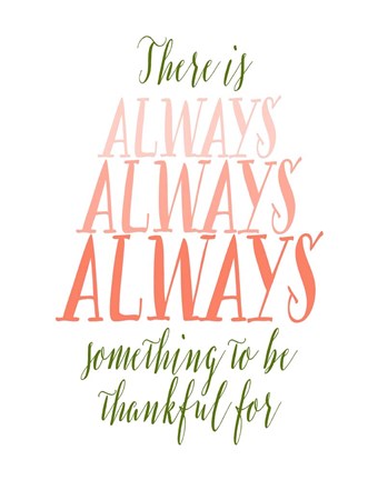 Framed Be Thankful - Green and Coral Print
