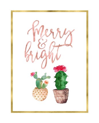 Framed Merry and Bright Succulent Print