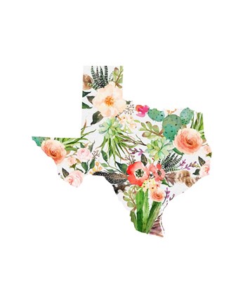 Framed Texas Floral Collage I Print