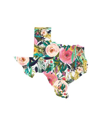 Framed Texas Floral Collage II Print