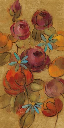 Framed Pressed Flowers II on Gold Print