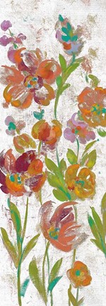 Framed July Garden Trio II on White Print