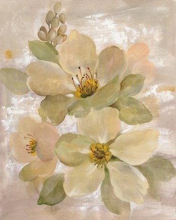 Framed White on White Floral I Print