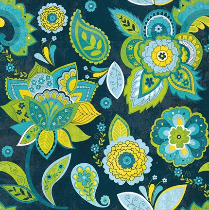 Framed Fun Florals Indigo Crop Print