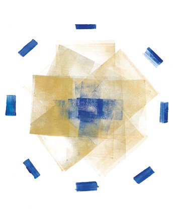 Framed Blue and Gold Element I Print