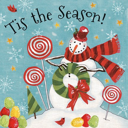 Framed Sweet Snowmen III Blue Print