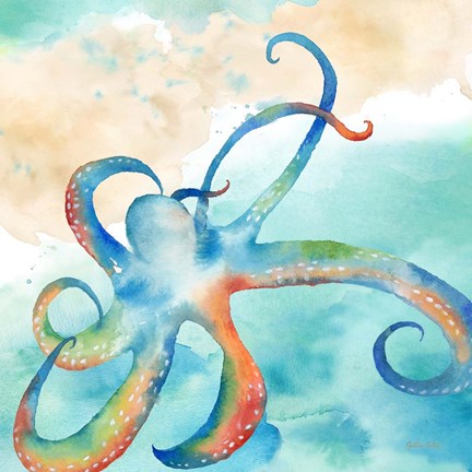 Framed Sea Splash Octopus Print