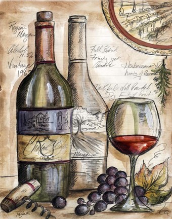 Framed Vintner&#39;s Journal Sketch II Print