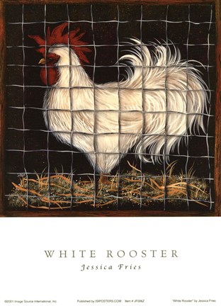 Framed White Rooster Print