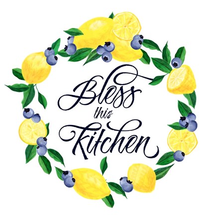 Framed Lemon Blueberry Kitchen Sign I Print