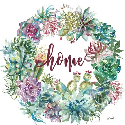Framed Succulent Garden Wreath Home Print