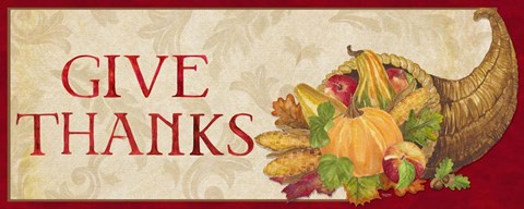Framed Fall Harvest Give Thanks sign Print
