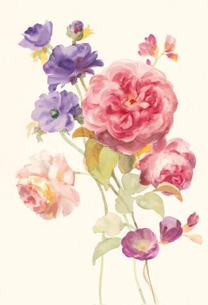 Framed Watercolor Flowers II Print