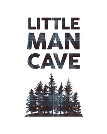 Framed Little Man Cave - Trees Blue Plaid Print