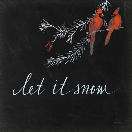 Framed Cardinal Chalkboard II Print