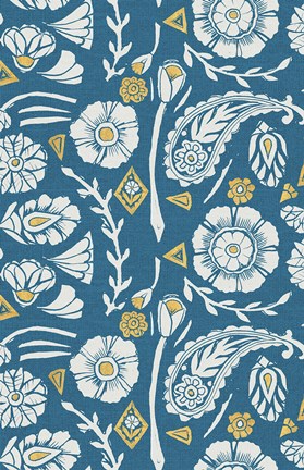 Framed Nordic Woodcut Pattern X Print