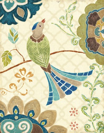 Framed Eastern Tales Bird IV Print