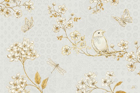 Framed Golden Garden I Print