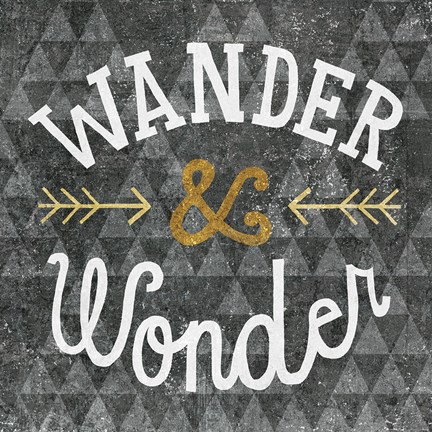 Framed Mod Triangles Wander and Wonder Gold Print