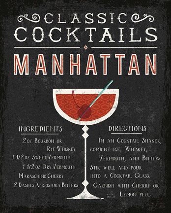 Framed Classic Cocktail Manhattan Print